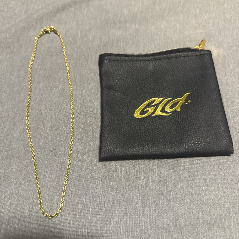 Gold Chain Necklace with Black Pouch
